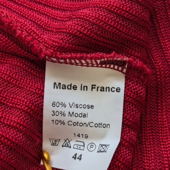 Caroll Luxurious Red Sweater Knit Crew Neck Size EU 44/ US 12 Paris France U-2 - Picture 7 of 7